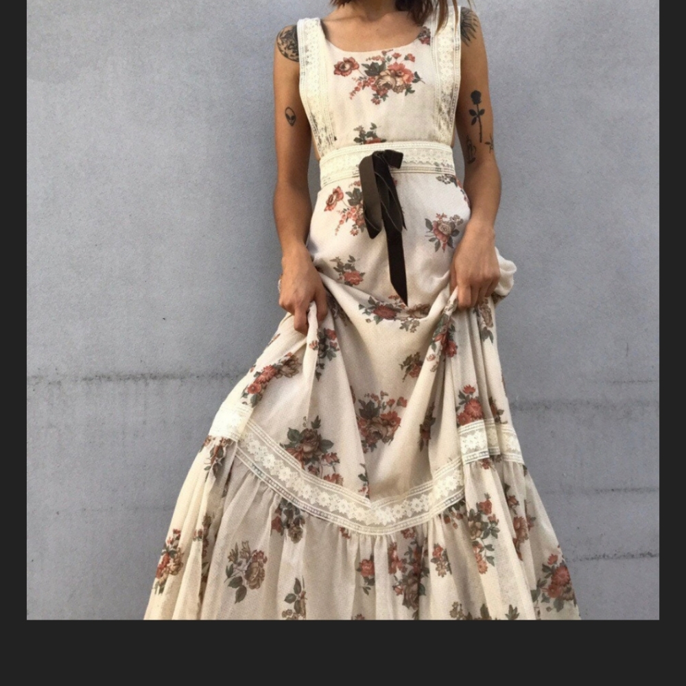 Gunne Sax Style Pinnafore Vintage Dress - Picture 3 of 4